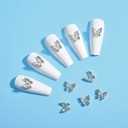 Butterfly Nail Charms with Diamond Design 3D Metal Butterfly Charms for Women Girls Silver Nail Decoration Supplies DIY Manicure 10Pcs