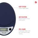 Escali Primo Digital Food Scale Multi-Functional Kitchen Scale and Baking Scale for Precise Weight Measuring and Portion Control, 8.5 x 6 x 1.5 inches, Royal Blue