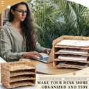 Yeaqee 4 Pcs Stackable Water Hyacinth Letter Tray, 13.4" L x 10" W x 2.4" H A4 File Paper Organizer, Woven Desk Storage Mail Basket for Office Home Magazine Document