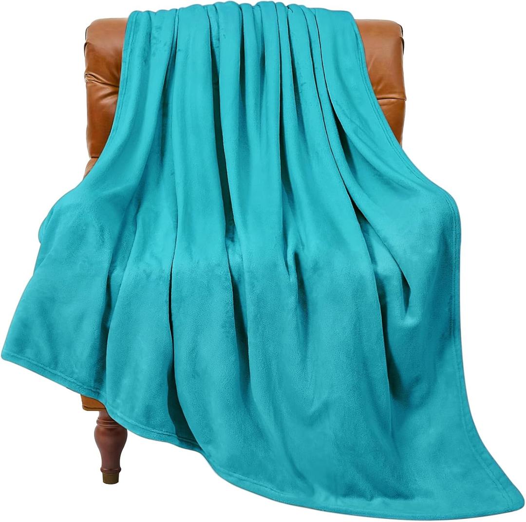 BEDELITE Fleece Blanket Teal Throw Blanket for Couch & Bed, Luxury Plush Cozy Fuzzy Blanket 50" x 60", Super Soft Warm Lightweight Throw Blanket for Travel Camping (Peacock)
