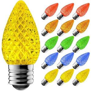 AJONIAM C7 Led Replacement Christmas Light Bulbs, 25-Pack Shatterproof Led Bulbs with E12 Candelabra Base for String Lights, Waterproof & Dimmable Multicolor Christmas Village Bulbs