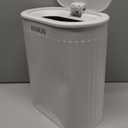 1.8 Gallons Small White Bathroom Can with Lid, Slim Bathroom Garbage Bin, Removable Liner, Dog Proof Can with Pop-Up Lid for Bedroom,Toilet