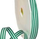 Morex Ribbon Striped Polyester Grosgrain Ribbon, Party Decorations, Gift Wrapping, Fun Patterns, 3/8" by 20 yd., Emerald