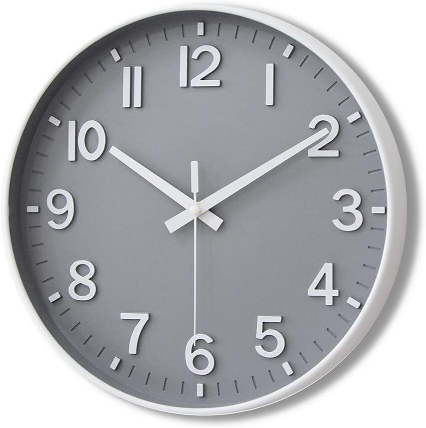 HZDHCLH Grey Wall Clock 12 Inch Silent Non Ticking Clock for Living Room Bedroom Kitchen Office Decor