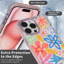 2 x ZHEGAILIAN Case for iPhone 13 Pro,[Compatible with MagSafe] - Pink,Wireless Slim Clear Shockproof Protective Cover for Women GirlGirly Passion Flower
