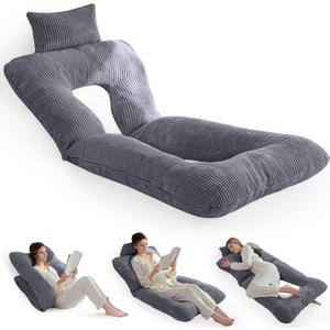 HIGOGOGO Reading Pillow, Back Pillow for Sitting in Bed and Couch, Gaming Pillow for Adults, Sit Up Support for Bed, Dark Grey (Large)
