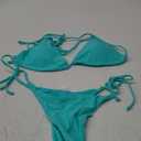 Tainehs Women's Sexy Halter Thong Bikini Tie Two Sides Bottom Triangle Bikini Swimsuits (Medium, Lake Green)