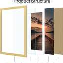 24x36 Poster Frame Set of 2, 24 x 36 Wood Picture Frames with Mat for 20x30, Wooden Photo Frame with Tempered Glass Cover for Wall Mounting Display, Gold