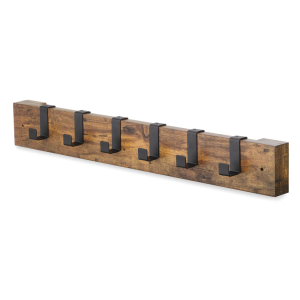 Whitmor 6-Hook Modern Industrial Wall Mounted Wooden Coat Rack