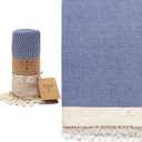 SMYRNA TURKISH COTTON Vintage Series Turkish Beach Towel Oversized, 47x66 inch, Extra Large Quick Dry Sand Free Beach Blanket, Lightweight Cotton Pool, Spa, Travel, Gym, Adult Bath Towel, Azure