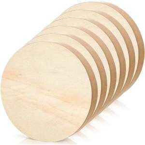 DEAYOU 6 Pack MDF Wood Circles, 6" Round Unfinished Wood Board, Wooden Disc Plaque for Crafts, Medium Density Fiberboard, 1" Thick Wood Block Coaster Base for DIY, Engraving, Chip Carving, Painting