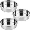 tifanso Set of 3 Stainless Steel Cake Pans - 8 Inch Round Layer Cake Baking Pan Molds, Stackable Even Heating Baking Set, Dishwasher Safe Bakeware Tins for Home Bakers, Birthday Party Wedding