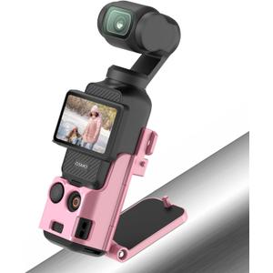 AMAZEAR Magnetic Mount Stand Compatible with DJI Osmo Pocket 3, Upgraded Pocket3 Accessories Adapter Clamp Magnet Suction Case Holder on Desktop, Vertical Surface, 180 Adjustable Handle, Pink