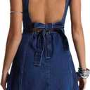 Floerns Women's Y2k Mini Denim Dress Bow Tie Open Back Sleeveless Going Out Tank Dresses Blue Large