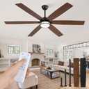 Fanbulous 65 Inch Ceiling Fans with Lights, Farmhouse Large Ceiling Fans with Remote, Black&Brown Modern Ceiling Fan with LED Light, Quiet DC Motor for Living Room, Bedroom, Kitchen, Indoor