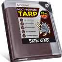 TICONN Heavy Duty Tarp Cover, Extra Thick Tarps Waterproof Tear and Rip Proof UV Resistant Tarpaulin with Reinforced Grommets and Edges (10 Mil, 6'x8')