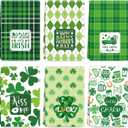 Patelai 6 Pcs St. Patrick's Day Kitchen Towels Clover Towel Shamrock Bathroom Hand Towels Dish Tea Towel St. Patrick's Day Gifts Decorations 18 x 28 Inches