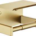 KOKOSIRI Roll Paper Holder Spring Loaded Tissue Paper Holder Bathroom Toilet Roll Holder with Shelf Wall Mounted Stainless Steel Brushed Gold B2012BG