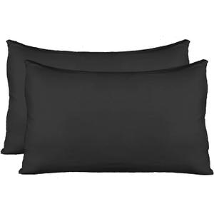 Pillow Cases with Invisible Zipper, Universal Size fit All King, Queen and Standard Size Pillows, Modal Rayon Spandex 180 Gram, Soft Than Cotton, Pack of 2, Black