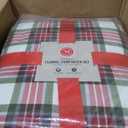 Martha Stewart - Queen Bedding Comforter Sets, Wonderfully Plush & Naturally Soft Cotton Flannel Bedding w/Matching Pillowcases, 3 Piece Bed Sets (Yuletide Spruce Plaid/Holiday Ribbons Red)