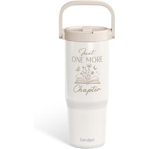 SANDJEST Book Lover Stainless Steel Straw Lid Tumbler 30oz with Carry Handle for Women Girls, One More Chapter Insulated Travel Coffee Cup, Gift for Sports Outdoor Workout Christmas Birthday