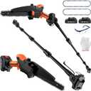 2-IN-1 Cordless Pole Saw & 8" Mini Chainsaw Battery Powered, Electric Pole Saws for Tree Trimming with Auto Oiling, 13.5FT Max Reach, Handheld Chainsaw & Pole Saw Combo with 2 x 21V Batteries