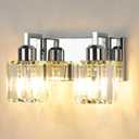 WILON Vanity Light Bathroom, 2-Lights Modern Crystal Bathroom Lighting fixtures Over Mirror Chrome Wall Sconce Vanity Lighting for Kitchen Bedroom Living Room