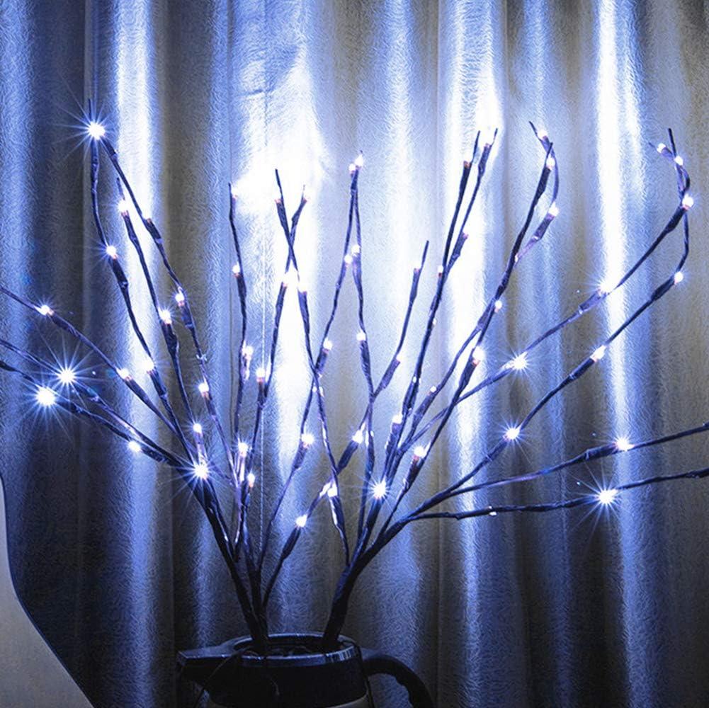 3 Pack Cool White Lighted Twig Branches 60 LED Lights Artificial Tree Willow Branches Lamp for Home Holiday Party Decoration Decor Battery Operated (Brown Branches)