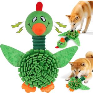 Interactive Snuffle Dog Toys, Squeaky Dog Toys for Puppy,Crinkle Dog Toy with Hiding Snack,Slow Feeder Treat Toy and Feeding Mats for Training,Dog Lick Mat Enhancement (Green)