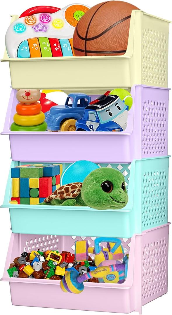 Large Stackable Storage Bins Open Front for Pantry Storage, 4 Pack - Multi
Sturdy Plastic, Easy Stacking, Open Front Access, Ventilated Sides, Vertical & Space Saving Pantry Organizers and Storage Bin