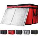 CIVJET Insulated Food Delivery Bag with Hard Bottom, XXX-Large Insulated Reusable Grocery Cooler/Hot Bags, Tote Bag for Shopping/Travel, Red, 1-Pack
