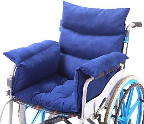 Trendcode Wheelchair Cushions，Pressure Pain Relief Accessories with Armrest Covers. Supports Coccyx & Back, Non-Slip. Fits 18" Wheelchair with Full Arms, Blue.