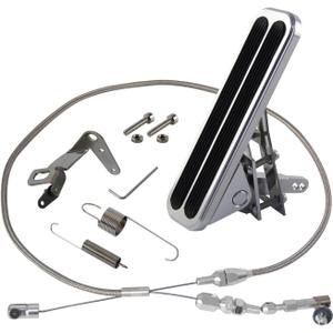 Billet Floor Mount Aluminum Gas Pedal and 36" Stainless Steel Throttle Cable with Bracket Spring Set Hot Rod for Chevy Ford Silver