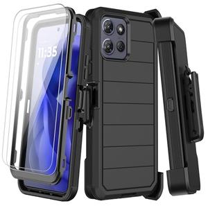 KECAI for Motorola Moto G Power/G Play 2025 Case with Belt Clip Holster,2X Screen Protector,Heavy Duty Shockproof Drop Protection Military Grade Durable Full Body Phone Cover with Kickstand (Black)