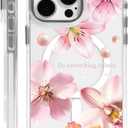 for iPhone 15 Pro Max Case [Compatible with Magsafe],Girls Women Clear Magnetic Case Silicone Shockproof Protective Cover with Pattern Hibiscus Bubbles