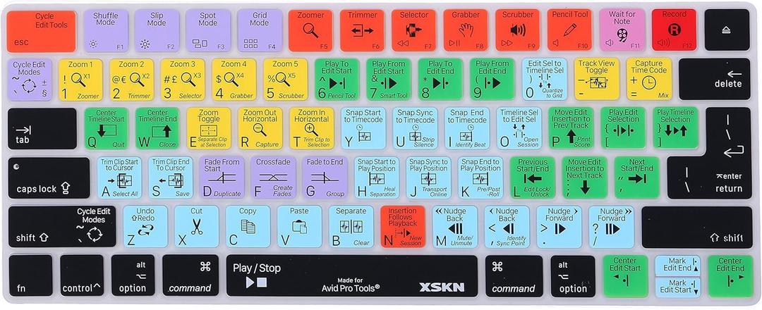 XSKN Avid Pro Tools Shortcut Keyboard Silicone Cover Skin for Apple Magic Keyboard US and EU Layout Both (MLA22LL/A) (MLA22B/A)