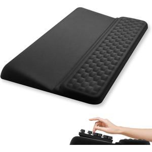 2-in-1 Ergonomic Keyboard Wrist Rest with Keyboard Lift, Soft Memory Foam Coating, Non-Slip PU Base, Desk Accessories 43 cm for Work and Gaming (Black)