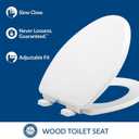 Mayfair Linden Slow Close Toilet Seat, Non Slip Heavy Duty Wood, Easy Install, Elongated, White