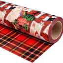 Ulmasinn Reversible Christmas Wrapping Paper Roll - 17" x33ft Double-Sided Designs with Santa and postcard & Plaid for Xmas Gift Wrap for Presents, Table Decor & Crafting
