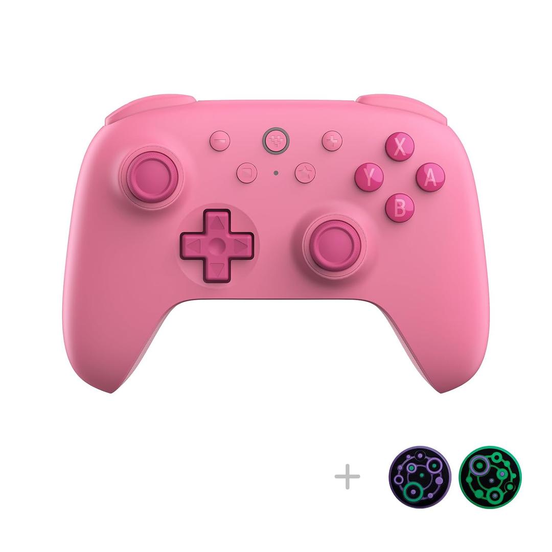 8Bitdo Ultimate 2C Hall Effect Joysticks Bluetooth Controller with Remappable L4/R4 Bumpers, 6-axis Motion Control, Rumble Vibration and Turbo Function for Switch/Switch 2 (Pink)