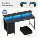 DUMOS 40 Inch Computer Desk with 4 Drawers,4 Drawer Gaming Desk with Power Outlets and LED Lights,Office Desk for Small Spaces with Monitor Shelf,Writing Desk for Home Office, Bedroom,Study,Black