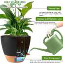 Fielda 8/10/12 Inch Self Watering Pots for Indoor/Outdoor Plants - Large Plastic Planter with Drainage Holes, Water Level Indicator & Deep Reservoir, Modern Decorative Flower Pots (Black)