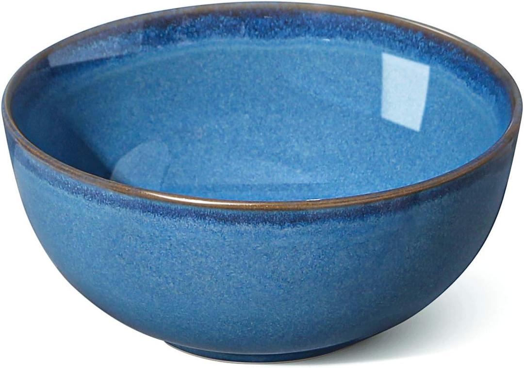 LE TAUCI Cereal Bowls 6 Inch, Ceramic Bowl Set for Soup, Dessert, Fruits, Salad, Noodle, Ramen, 22 Ounce Bowls for Kitchen, Set of 2, Ceylon blue