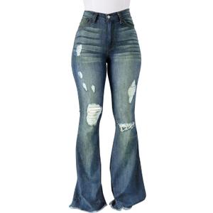 PEIHOT Vintage Bell Bottoms Flare Jeans for Women 90s High Waist Ripped Distressed Wide Leg High Rise Denim Pants (Blue, XL)