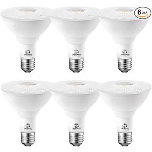 Energetic PAR30 LED Bulbs, Flood Light Outdoor Indoor 10 Watt (75 Watt Equivalent), 5000K Daylight, 1000 Lumens, E26 Base, Dimmable, Waterproof LED Recessed Light Bulbs for Security (6 Pack)