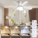 2 in 1 Socket Ceiling Fan with Light, 20.5 inch Screw in Small Ceiling Fans, E26/E27 Base Dimmable Light Socket Fan, 3000-6500K LED Light Bulb with Remote for Bedroom Kitchen Garage