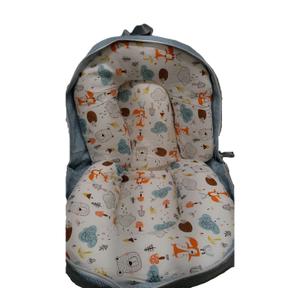 Baby Lounger, Foldable Infant Nest Pillow with Soft Memory Foam Mat, Cover with Adorable Pattern, Converts to Backpack for Easy Travel, 0-12 Months, White