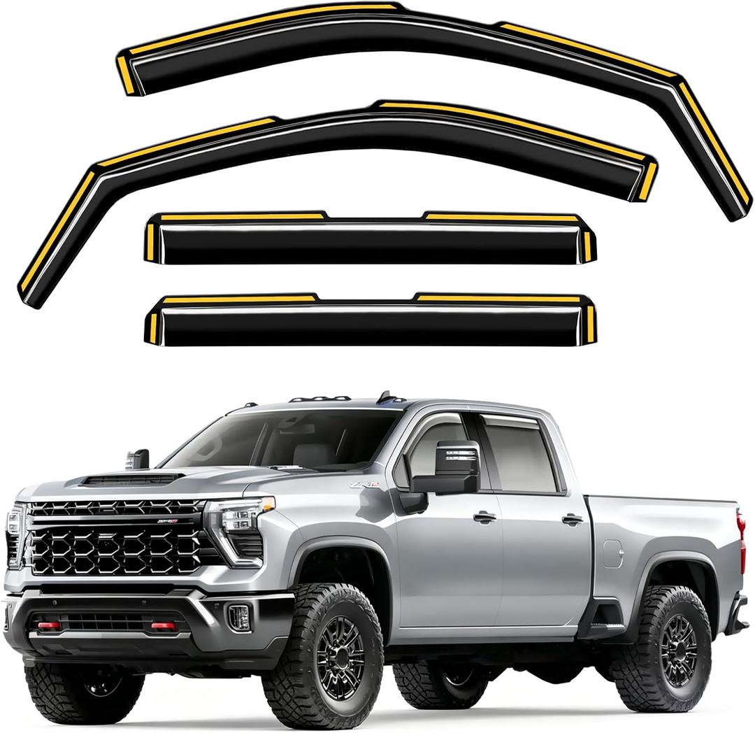 in-Channel Window Rain Guards Fit for Chevy Silverado & GMC Sierra 2500HD/3500HD 20202026 Crew Cab, Window Deflector, Extra Durable Vent Window Visors, Visors Vent Shades Car Accessories