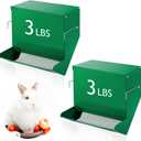 Maxcheck 2 Pcs Rabbit Feeder for Cages Small Animal Food Pellet Dispenser with Lid Metal Chicken Grit Oyster Shell Squirrel Feeders Outside(7.7 Inches,Mesh Bottom,Green)