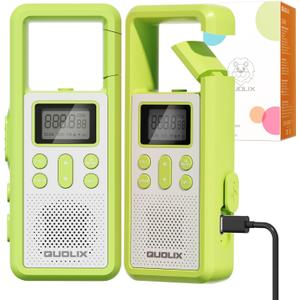 Kids Walkie Talkies 2 Pack Rechargeable, 3 Miles Long Range 22 Channels with VOX and NOAA Weather Alert Flashlight, Fun Birthday Gifts for 3-12 Year Old Boys Girls Outdoor Adventure Toys
